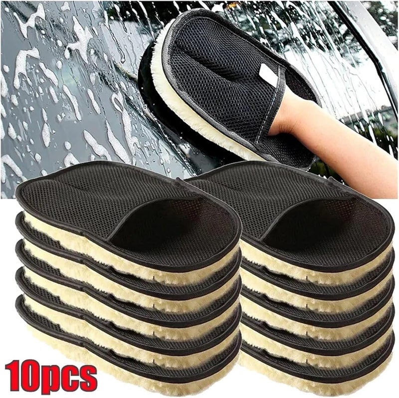 Car Cleaning Sponge Glove Polishing Washing Mitt Gloves Microfibre Wash,Compatible for Automotive Kitchen Homes(10PCS Black) - Image 2