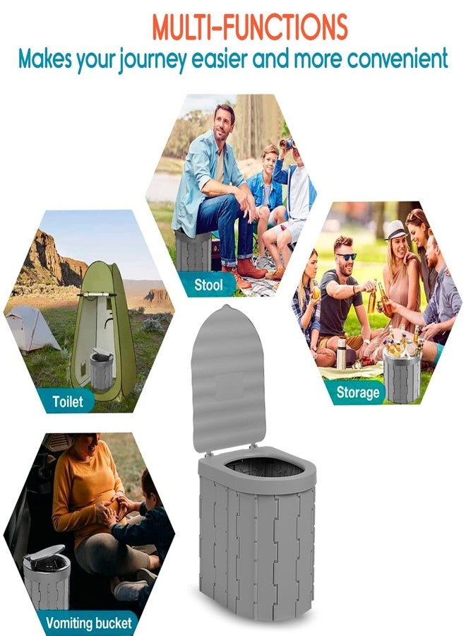 Ndola Folding Portable Commode | Hiking Outdoor Toilet for Patients | Potty for Camping | Portable Seat for Adult and Handicap People (Grey) - Image 4