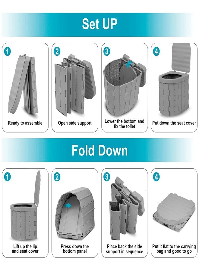 Ndola Folding Portable Commode | Hiking Outdoor Toilet for Patients | Potty for Camping | Portable Seat for Adult and Handicap People (Grey) - Image 5