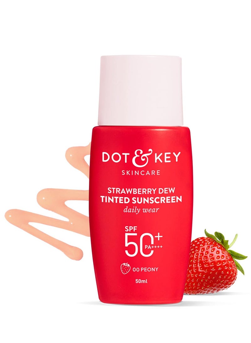 Dot & Key Strawberry Dew Tinted Sunscreen SPF 50+ Pa++++ - 00 Peony In-Vivo Tested | Protection Against UVA & UVB | Broad Spectrum, Water & Sweat resistant | For All Skin Types | 50ml - Image 1