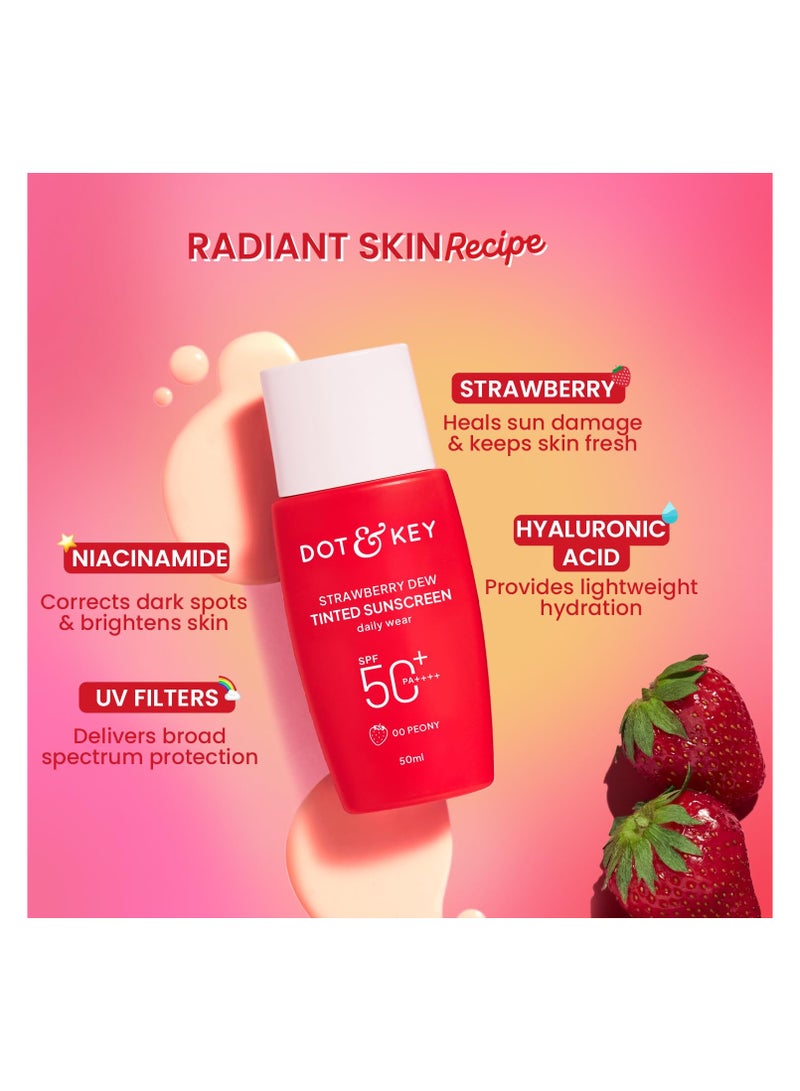 Dot & Key Strawberry Dew Tinted Sunscreen SPF 50+ Pa++++ - 00 Peony In-Vivo Tested | Protection Against UVA & UVB | Broad Spectrum, Water & Sweat resistant | For All Skin Types | 50ml - Image 4