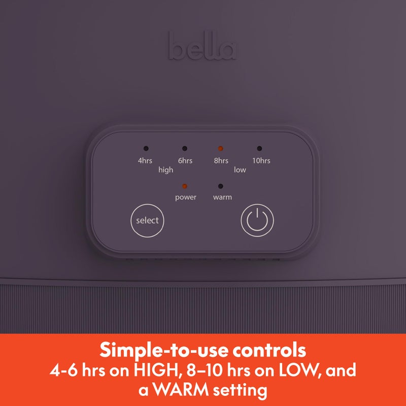 bella 6.0 Qt Programmable Slow Cooker, Ceramic Nonstick Coating, Adjustable Temperature & Cooking Times, Dishwasher Safe Stoneware Pot & Tempered Glass Lid, Tangle Free Cord Wrap, Plum - Image 2