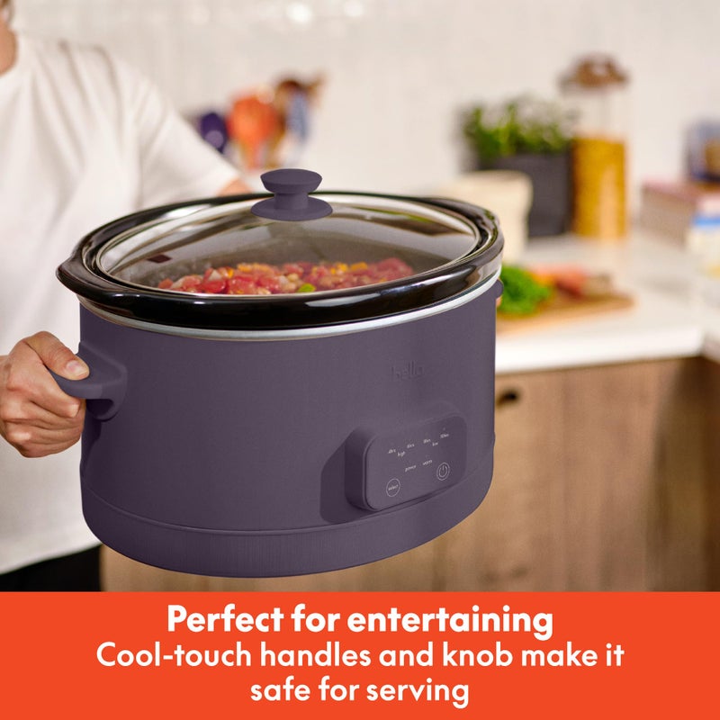 bella 6.0 Qt Programmable Slow Cooker, Ceramic Nonstick Coating, Adjustable Temperature & Cooking Times, Dishwasher Safe Stoneware Pot & Tempered Glass Lid, Tangle Free Cord Wrap, Plum - Image 5