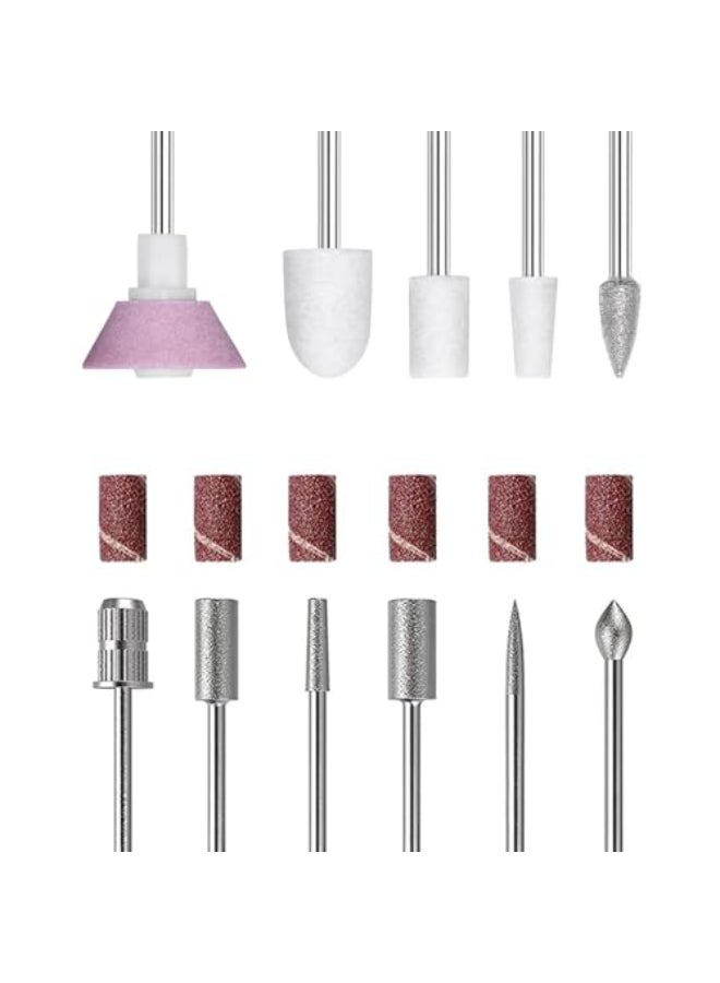 Snmzlc 11Pcs Nail Drill Bits Sets with 6Pcs File Sanding Bands 332 Inch Professional Rotary Burrs Diamond Cuticle Remover Bits Kit Cuticle Remover Bits for Acrylic Nail Manicure Pedicure Tools US173 - Image 1