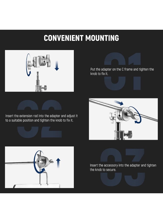 نيوير Neewer 2.5-Inch Grip Head for C-Stand – Heavy-Duty Swivel Mount Adapter for Photography and Videography Equipment - Image 4