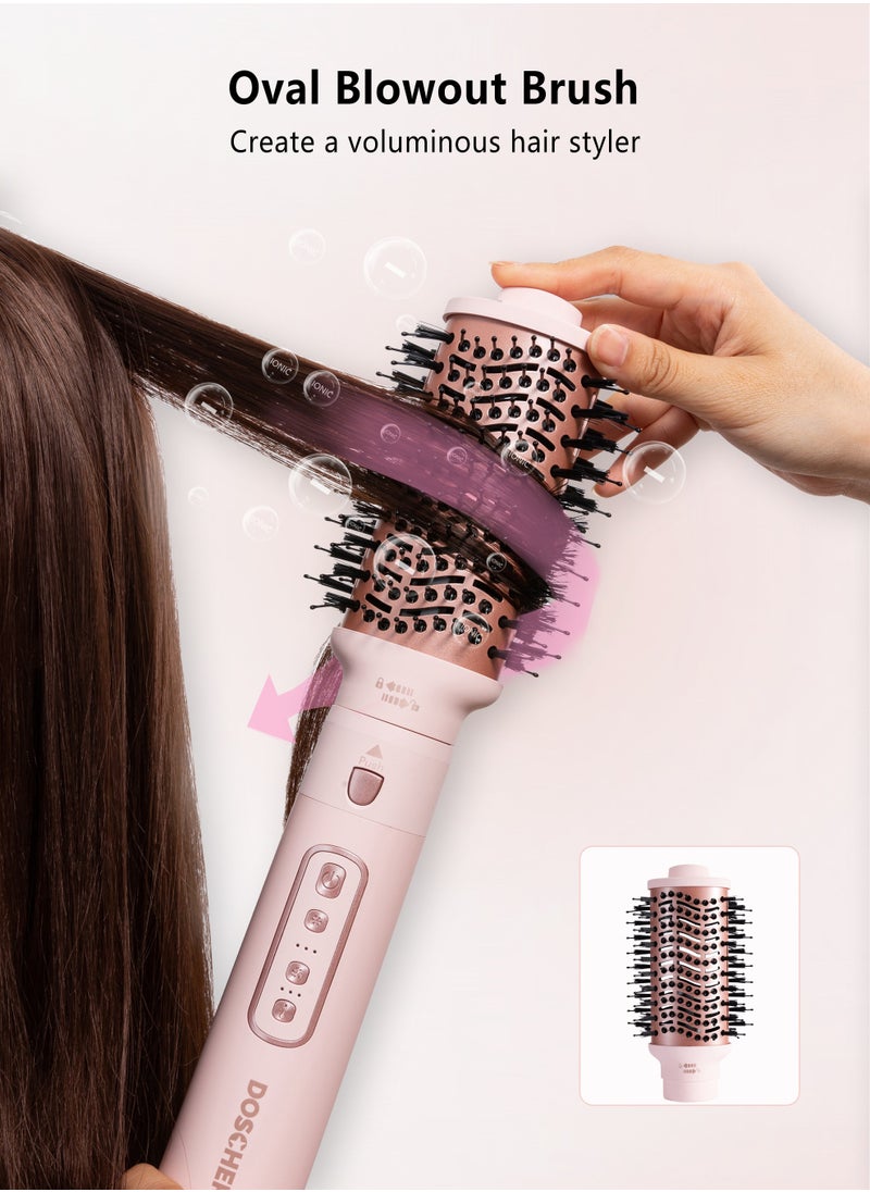 DOSCHER - Airwrap Hair Dryer 6 in 1, Hair Straightener Comb Curling Brush with 6 Interchangeable Barrels, Negative Ion Salon Styler Tools for Curling Drying Straightening Rotating Anti-scald 1600W - Image 1