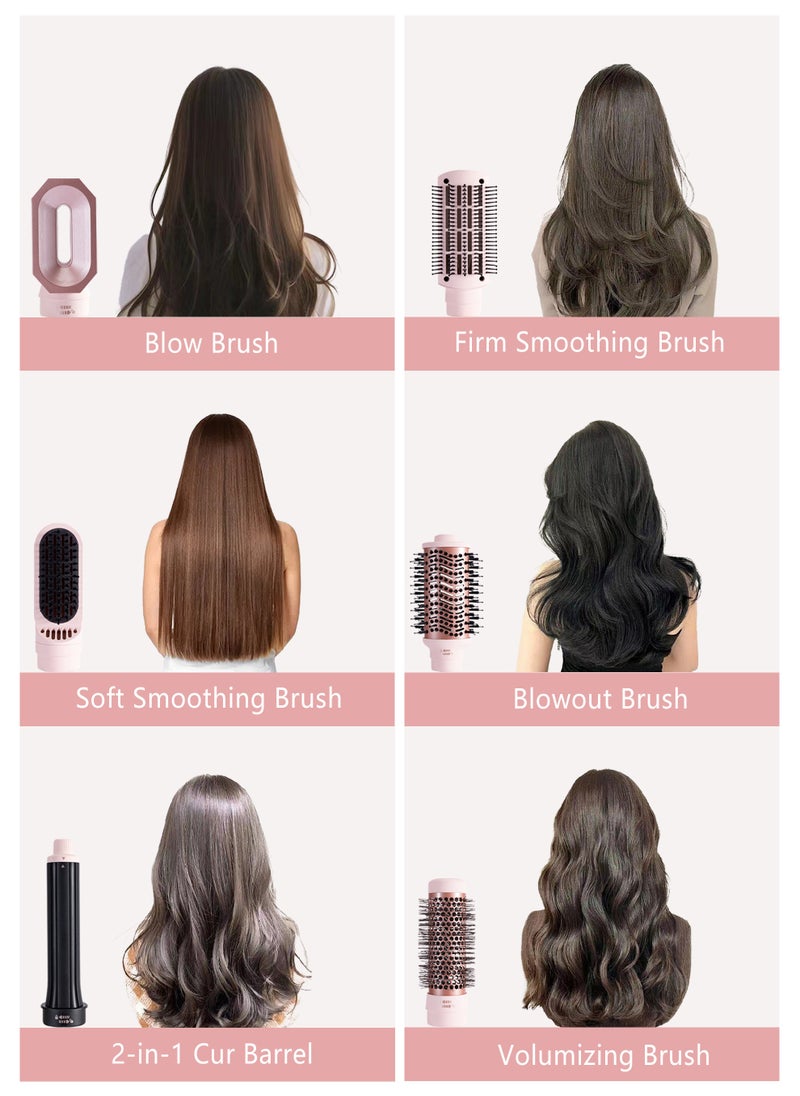 DOSCHER - Airwrap Hair Dryer 6 in 1, Hair Straightener Comb Curling Brush with 6 Interchangeable Barrels, Negative Ion Salon Styler Tools for Curling Drying Straightening Rotating Anti-scald 1600W - Image 1
