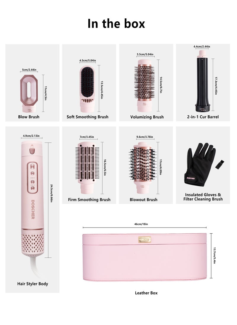 DOSCHER - Airwrap Hair Dryer 6 in 1, Hair Straightener Comb Curling Brush with 6 Interchangeable Barrels, Negative Ion Salon Styler Tools for Curling Drying Straightening Rotating Anti-scald 1600W - Image 1