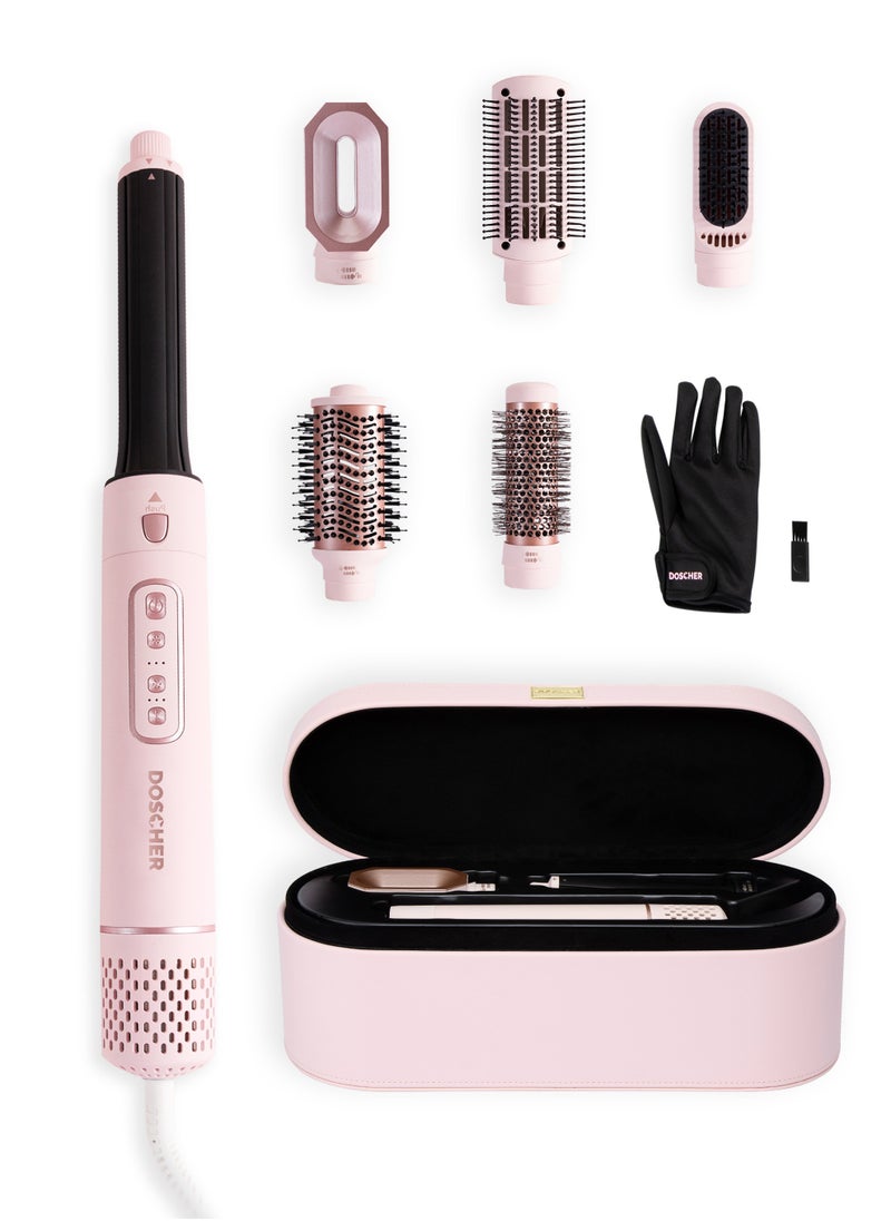 DOSCHER - Airwrap Hair Dryer 6 in 1, Hair Straightener Comb Curling Brush with 6 Interchangeable Barrels, Negative Ion Salon Styler Tools for Curling Drying Straightening Rotating Anti-scald 1600W - Image 1