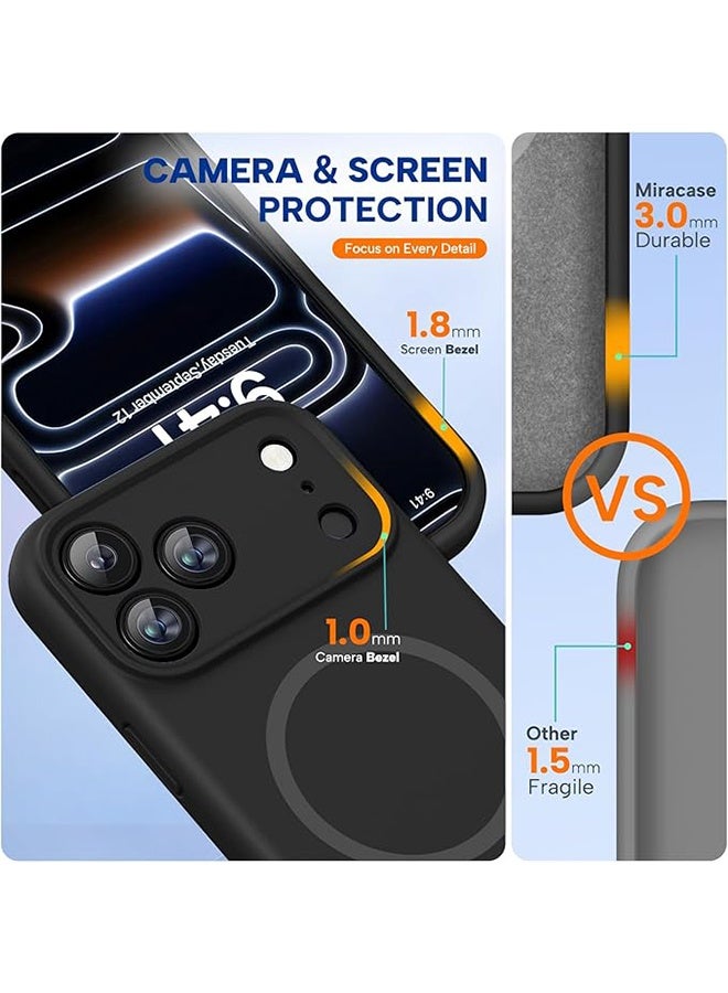 YJ Compatible with iPhone 17 Pro Max case, supports MagSafe, integrated silicone camera control cover, 3.0mm thick shockproof and drop-resistant case, for 17 Pro Max,Black - Image 2