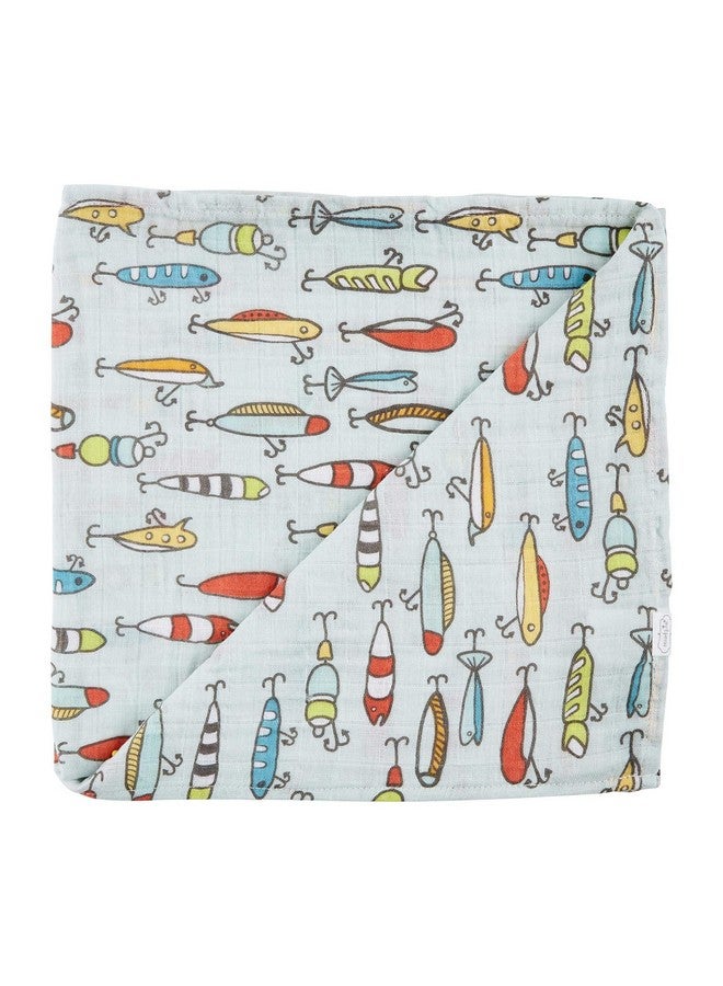 Mud Pie Kids Fishing Muslin Swaddle Blanket, Multi (12140058) - Image 1
