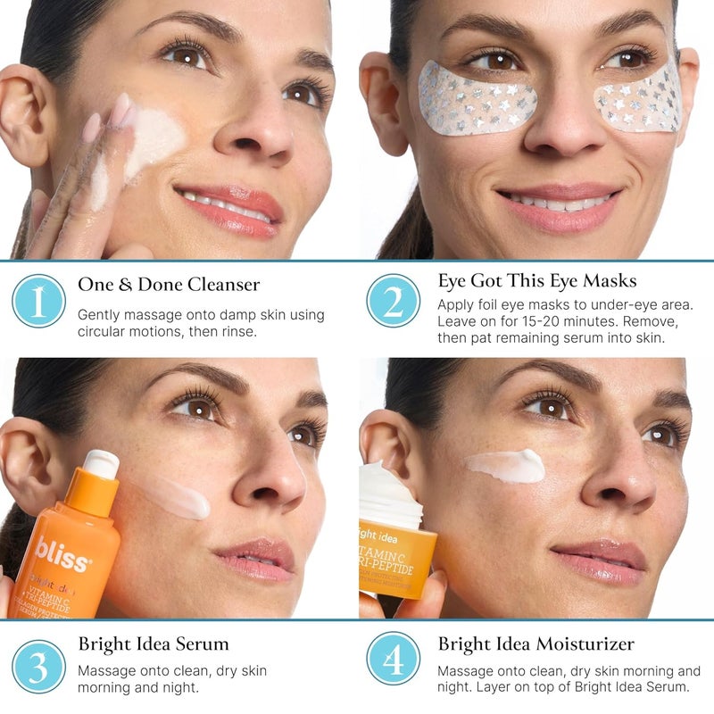 Bliss The Elder Millennial Kit Complete Skincare Essentials Set Includes Daily Face Cleanser Under Eye Masks Brightening Vitamin C Serum and Moisturizer - Image 2