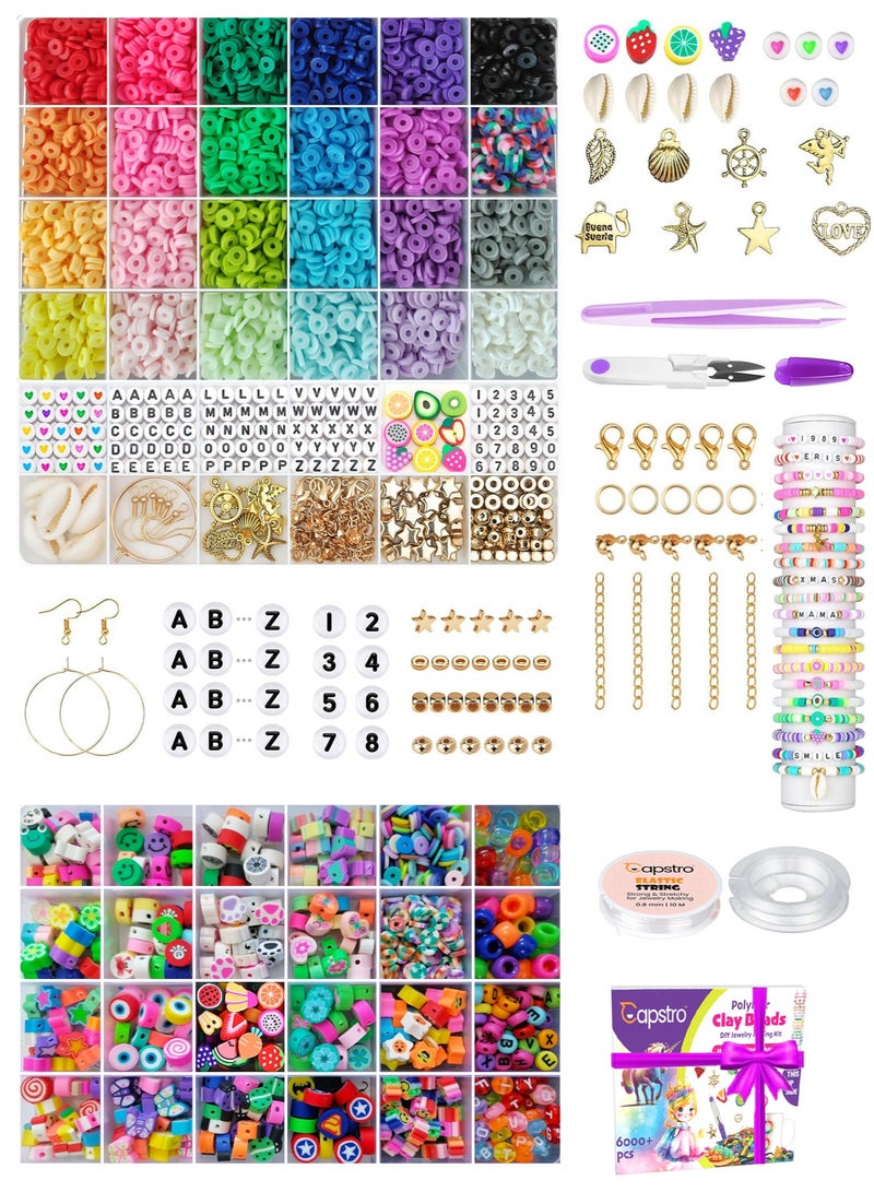 كابسترو مجموعة خرز كابسترو 7000+ قطعة - تتضمن 6000 قطعة من خرز الصلصال لصنع الأساور + 1000 قطعة من الخرزات اللطيفة والممتعة (فواكه، فراشات، قلوب، زهور) | مجموعة صنع مجوهرات يدوية للبنات | هدية حرفية للأطفال من سن 6 إلى 14 سنة | تشمل خيوط مطاطية، تعليقات وصندوق تخزين | هدية مثالية لأعياد الميلاد، عيد الفطر، رمضان، عيد الميلاد | مجموعة لصنع الأساور والقلائد والخلاخيل وسلاسل المفاتيح - Image 1
