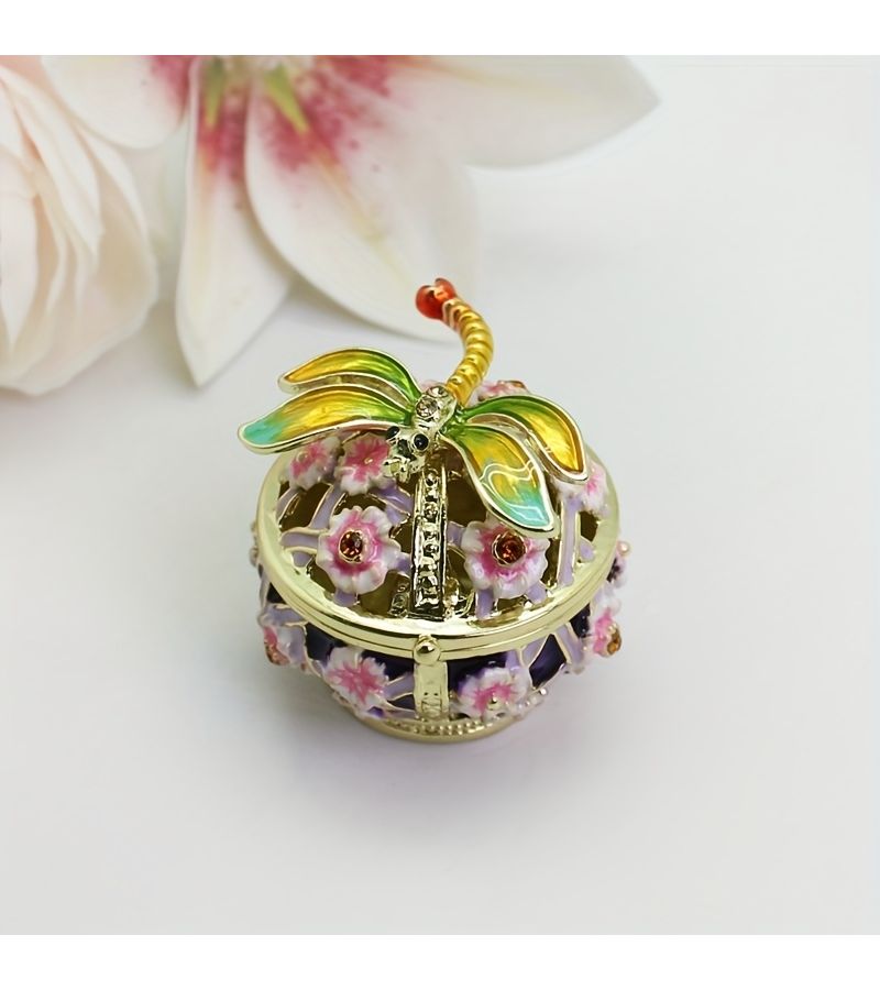 Red Enamel Mini Dragonfly Decorative Box With Hollow Ring Storage - Image 5