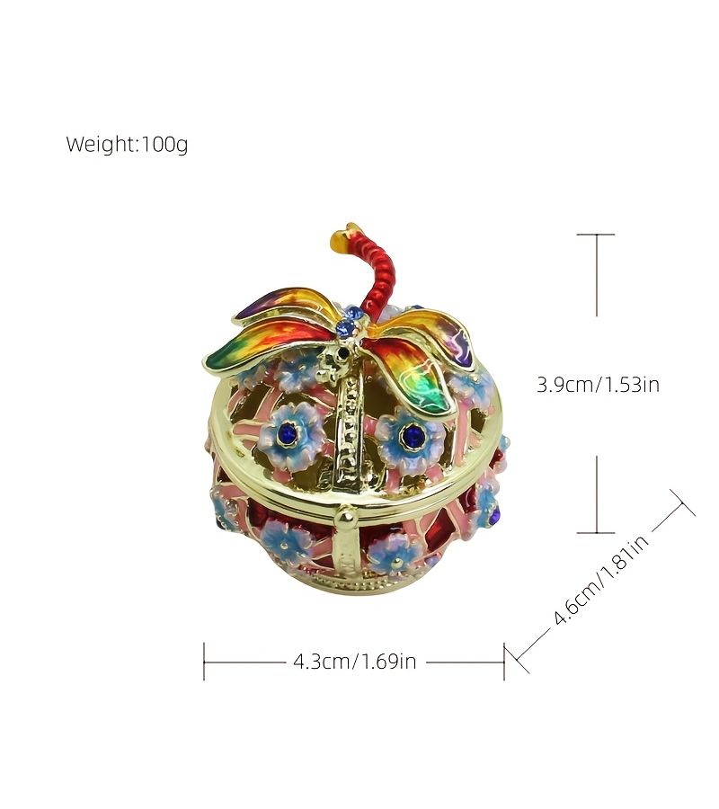 Red Enamel Mini Dragonfly Decorative Box With Hollow Ring Storage - Image 3