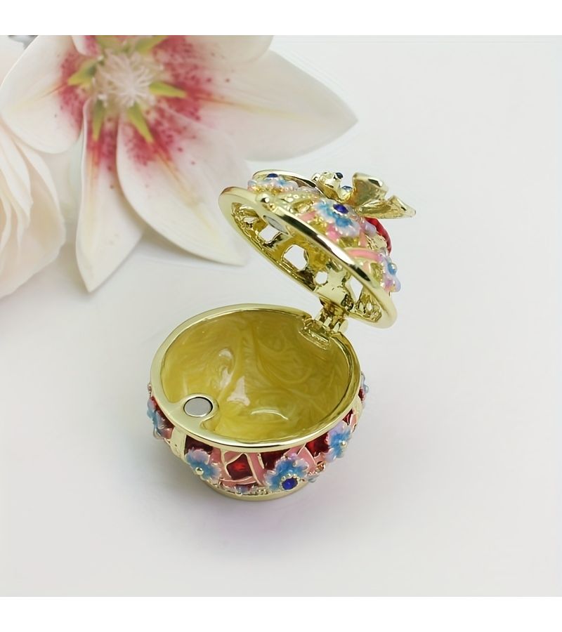 Red Enamel Mini Dragonfly Decorative Box With Hollow Ring Storage - Image 4