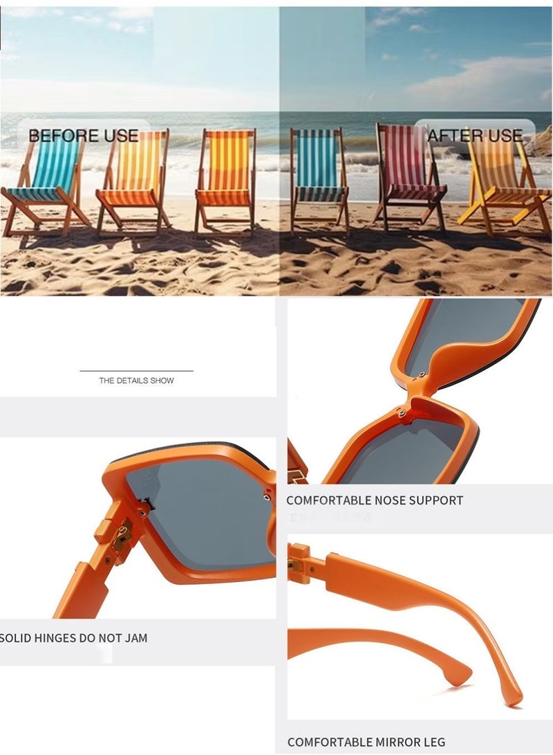 بينكو نظارات شمسية مربعة ريترو النساء UV400 الحماية التصميم الكلاسيكي, نظارات شمسية رياضية مستقطبة, Women's Sun Glلتقييم الشمس للنساء زجاج شمسي للسفر بالسيارة Shades,Classic Fishing, Cycling Goggles, Orangeنظارات شمسية مربعة ريترو النساء UV400 الحماية التصميم الكلاسيكي, نظارات شمسية رياضية مستقطبة, Women's Sun Glلتقييم الشمس للنساء زجاج شمسي للسفر بالسيارة Shades,Classic Fishing, Cycling Goggles, Orange - Image 3