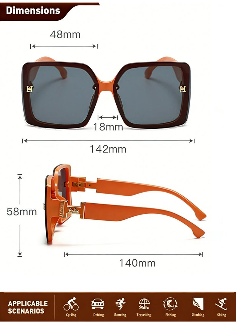 بينكو نظارات شمسية مربعة ريترو النساء UV400 الحماية التصميم الكلاسيكي, نظارات شمسية رياضية مستقطبة, Women's Sun Glلتقييم الشمس للنساء زجاج شمسي للسفر بالسيارة Shades,Classic Fishing, Cycling Goggles, Orangeنظارات شمسية مربعة ريترو النساء UV400 الحماية التصميم الكلاسيكي, نظارات شمسية رياضية مستقطبة, Women's Sun Glلتقييم الشمس للنساء زجاج شمسي للسفر بالسيارة Shades,Classic Fishing, Cycling Goggles, Orange - Image 2