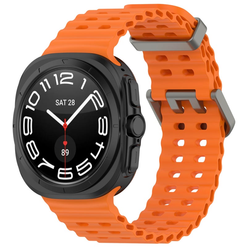 Vurtboly Rugged Silicone Strap Compatible with Samsung Galaxy Watch 7 Ultra 47mm (2024) – Breathable Sport Wristband (Orange) - Image 2