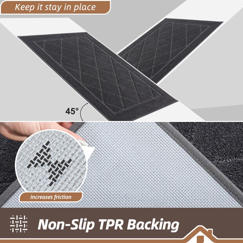 BEQHAUSE Dirt Trapper Door Mat 24" x 36", Doormat Non-Slip Entryway Rugs Washable, Dog Door Mat Stain Resistant and Absorbent Welcome Floor Mat for Front Back Door, Mud Wet Shoes & Paws, Dark Grey - Image 5