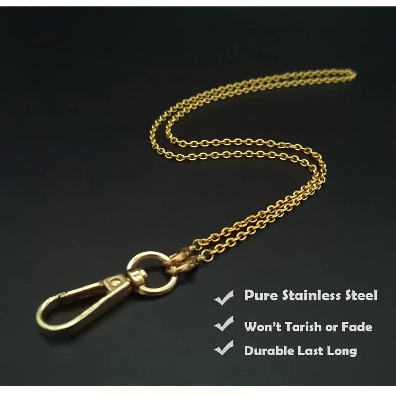 Sopopal Lanyards for ID Badges Necklace Chain Lanyard for Keys Gold Stainless Steel ID Badge Holder - Image 3