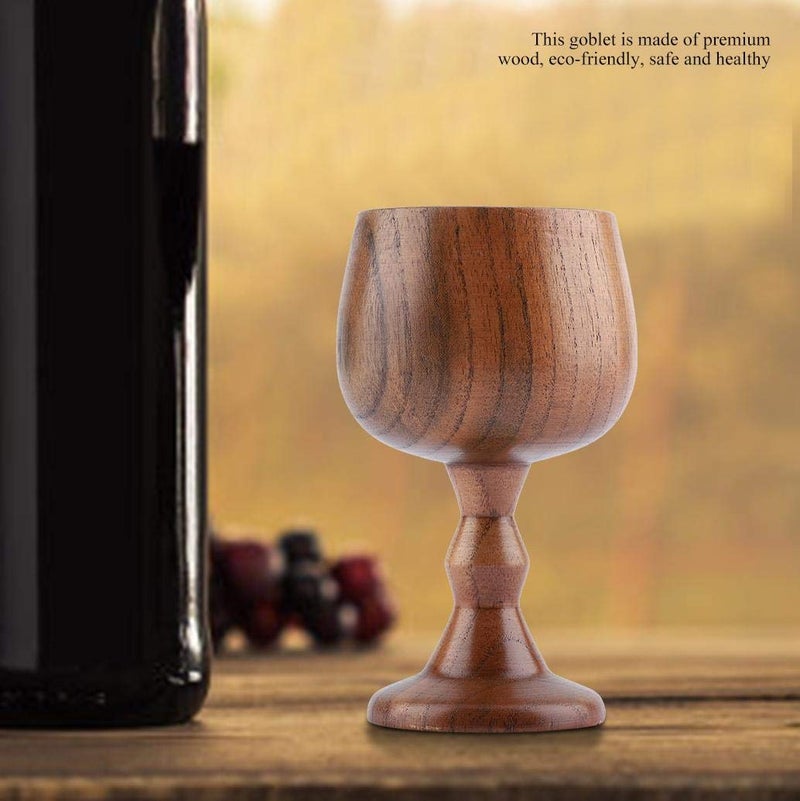 Hztyyier Wooden Mug Wooden Wine Cup Chalise Goblet Solid Wood Cups for Vintage Coffee Tea Water - Image 3
