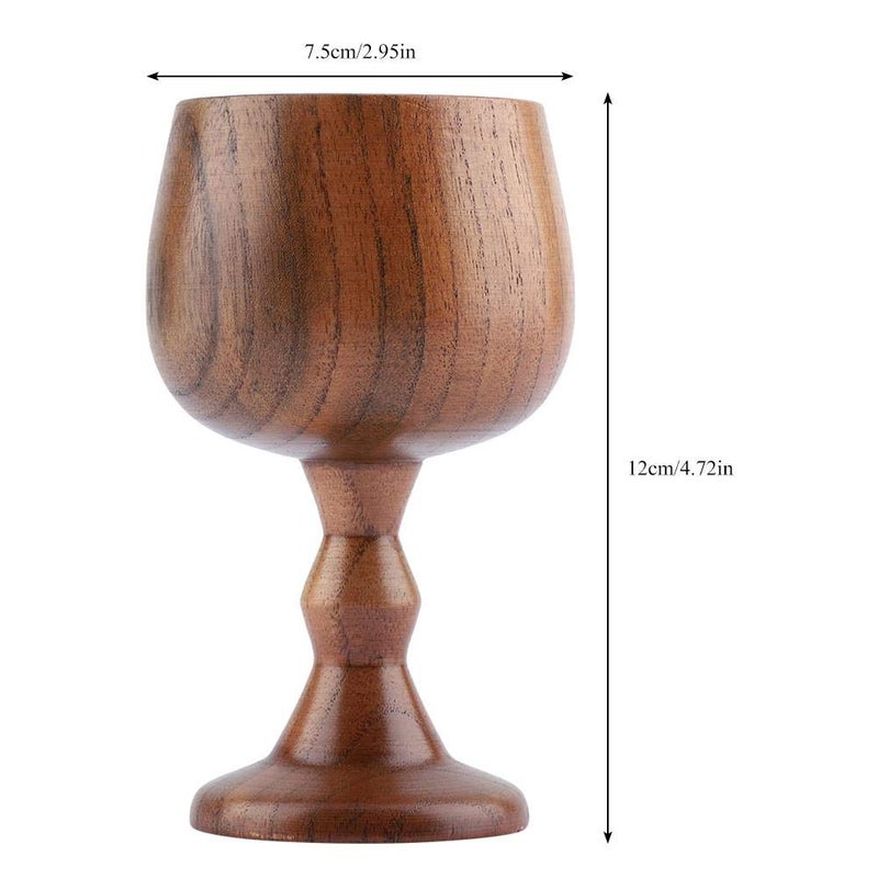 Hztyyier Wooden Mug Wooden Wine Cup Chalise Goblet Solid Wood Cups for Vintage Coffee Tea Water - Image 2