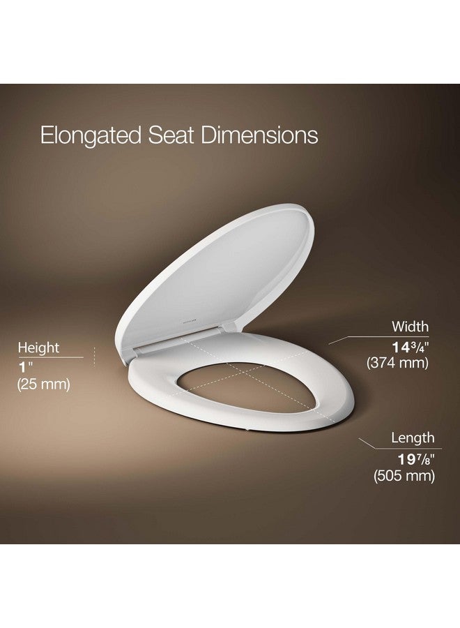 Kohler KOHLER K-27331-0 Glissade ReadyLatch Quiet Close Elongated Toilet Seat, White, Grip-Tight bumpers prevent shifting plus Quiet-Close technology - Image 2