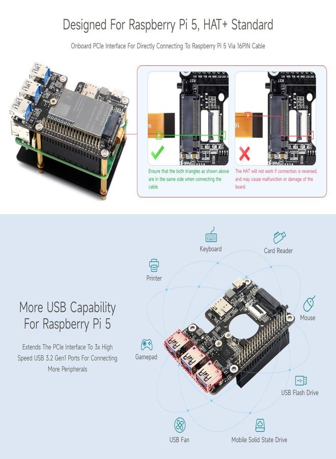 Waveshare PCIe to M.2 4G/5G and USB 3.2 HAT, Compatible with Raspberry Pi 5, Compatible with SIMCom/Quectel 4G/5G Modules, Comes with 5G-4IN1-PCB Antenna, High-Speed Networking - Image 4