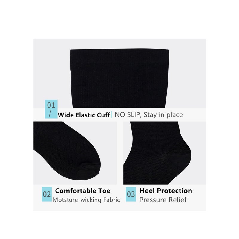 SOLARAE Wide Calf Compression Socks for Women Men, 2 Pairs Plus Size Extra Large Size Support Socks Stockings Reduces Swelling & Pain for Nurses Running Pregnant Travel Flight 20-25 mmHg - Image 3