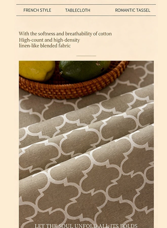 العلامة التجارية: جيسودا Tablecloth 140x180cm Modern Minimalist Lantern Pattern Waterproof Wrinkle Resistant Table Cover with Handmade Tassels Decorative Table Linen - Image 5