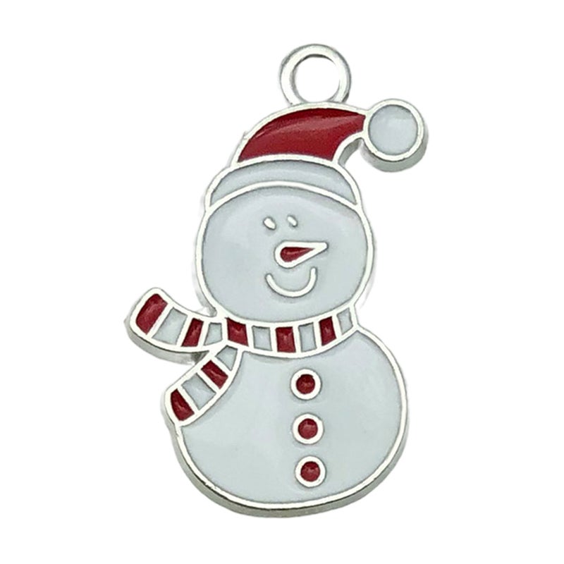 White K Oil Drop Alloy Santa Christmas Tree DIY Earring Pendants Snowman 24x16mm-1.4g-19645