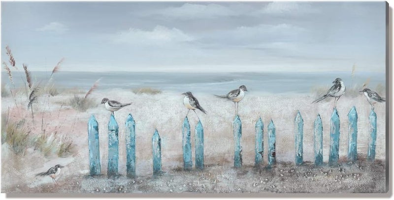 amatop - Large Wall Art for Living Room Hand Painted 3D Seascape Oil Painting Ocean Beach Coast Artwork for Home Bedroom Office Decor 48x24 - Image 2