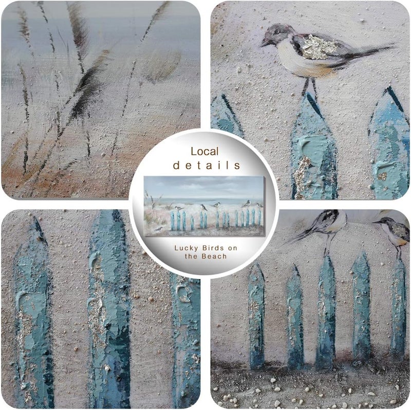 amatop - Large Wall Art for Living Room Hand Painted 3D Seascape Oil Painting Ocean Beach Coast Artwork for Home Bedroom Office Decor 48x24 - Image 4
