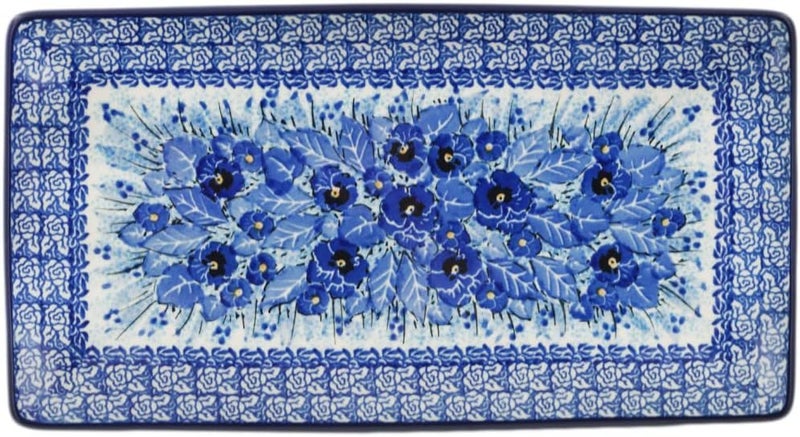 Polmedia Polish Pottery Authentic Polish Pottery 12inch Sushi Tray made by Ceramika Artystyczna Deep Winter Theme Signature UNIKAT  Certificate of Authenticity  - Image 3