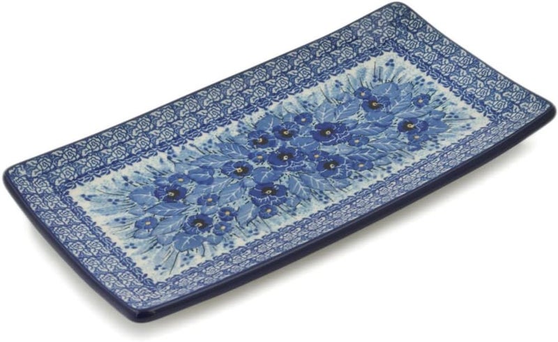 Polmedia Polish Pottery Authentic Polish Pottery 12inch Sushi Tray made by Ceramika Artystyczna Deep Winter Theme Signature UNIKAT  Certificate of Authenticity  - Image 1