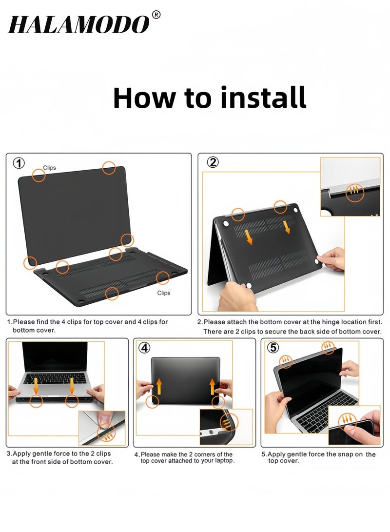 هالامودو حافظة حماية للكمبيوتر اللوحي متوافقة مع ماك بوك برو 13 بوصة (2016) حافظة حماية صلبة رفيعة للغاية مقاومة للخدش للكمبيوتر المحمول - Image 5
