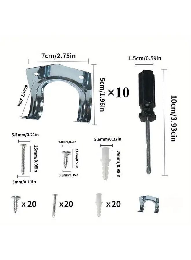 10 قطعة من مجموعة رفوف الأدوات المعدنية الثقيلة المثبتة على الحائط مع مسامير التمديد - Image 2