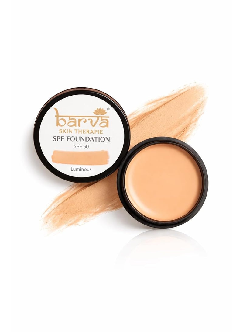 Barva Full Coverage For All Skin SPF 50, 2 in 1 Cream Foundation and Concealer, Perfect for Indian Skin Tones, 9g (Luminous) - Image 1