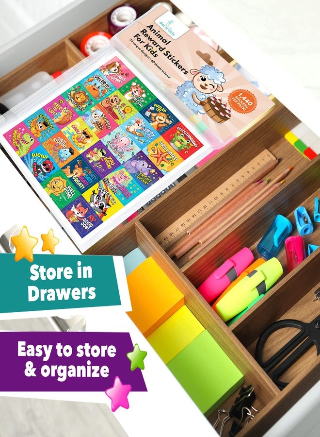 Decorably 1,440 Animal Teacher Stickers for Classroom - 60 Sheets with 24 Fun Designs for Rewards, Class Activities, Positive Reinforcement, Arts & Crafts, Scrapbooking, Gift - Image 5