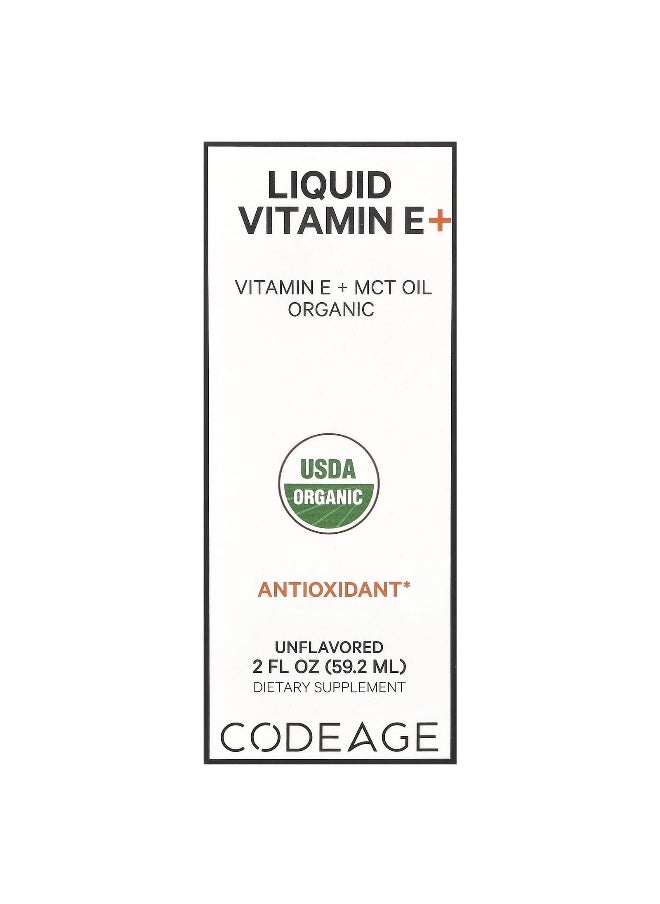 Codeage - Codeage, Liquid Vitamin E+, Unflavored, 2 fl oz (59.2 ml) - Image 1