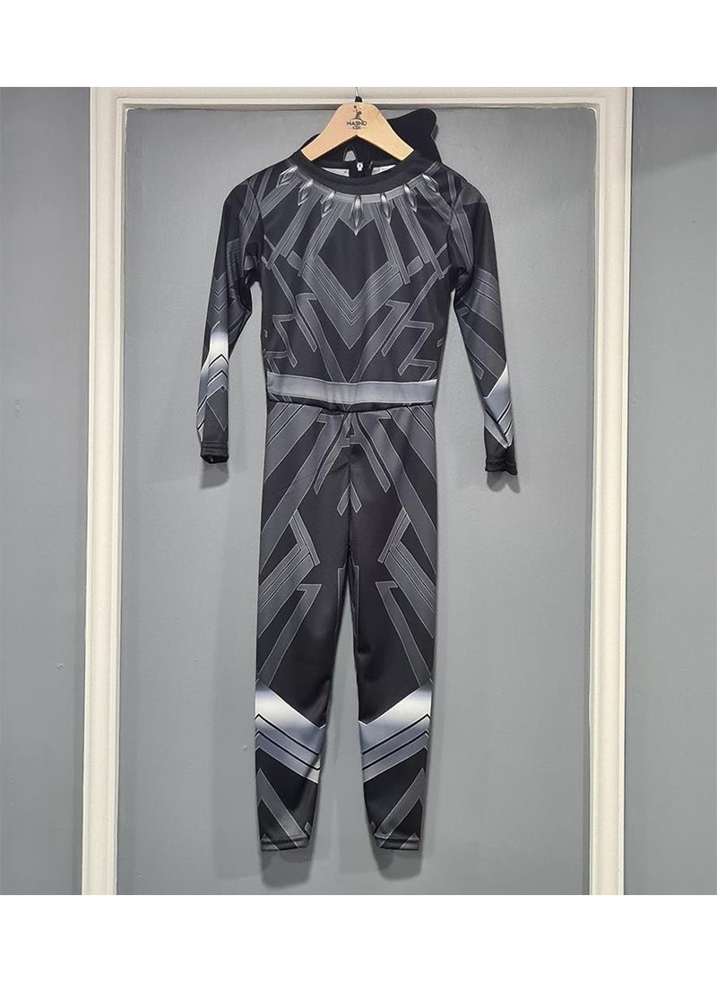 Masho Trend - Printed Black Panther Kids Costume - Black Panther Costume Masked Black Panther Kids Costume - Image 1