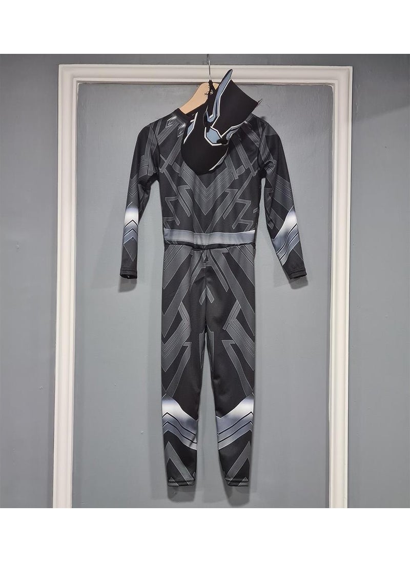 Masho Trend - Printed Black Panther Kids Costume - Black Panther Costume Masked Black Panther Kids Costume - Image 1