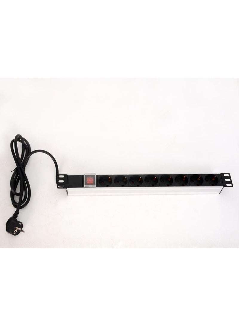 Power Strip 8 Outlets 250V 16A Metal Rack with On/Off Switch Copper Ground for Modular Cabinets 19 Inch - Image 5