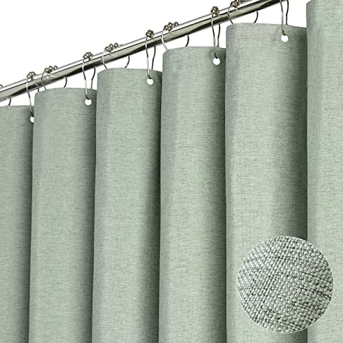 BTTN Sage Green Shower Curtain, Linen Textured Heavy Duty Thick Fabric Shower Curtain Set with 12 Plastic Hooks, Machine Washable, Hotel Spa Luxury Decorative Curtains for Bathroom Showers, 72x72 - Image 1