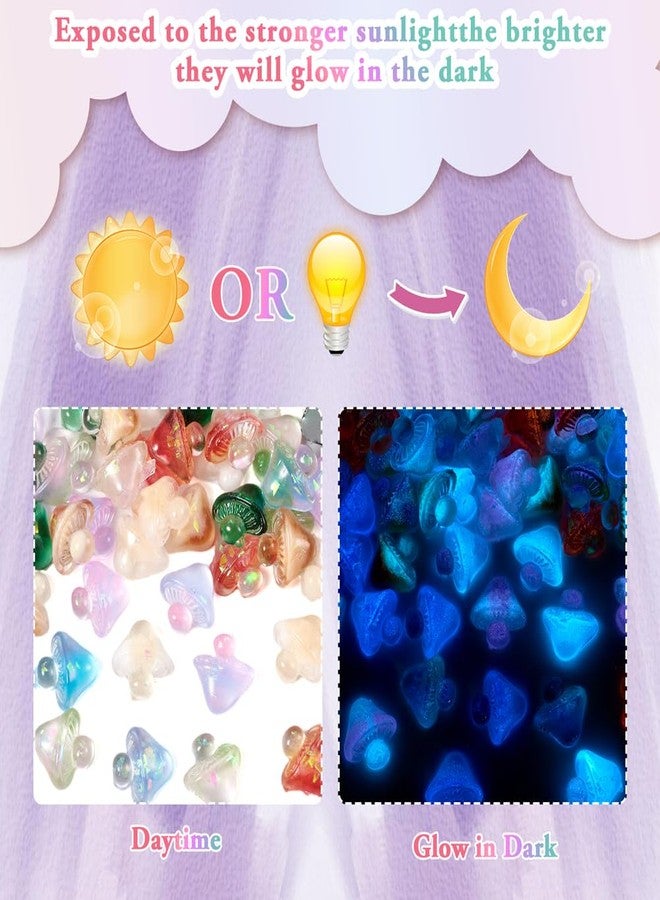 KISSITTY 70Pcs Glow in The Dark Mushroom Nail Charms Luminous Resin Mushroom Nail Art Charms with Glitter Sequins Cute Nail Art Decoration for Manicure - Image 4