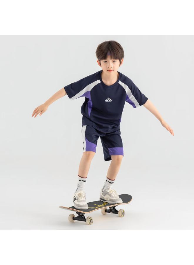 Duoduojia Boys' Trendy Summer Sportswear Set,  New Style Children's Breathable Running T-shirt And Shorts Two-piece Set - Image 3