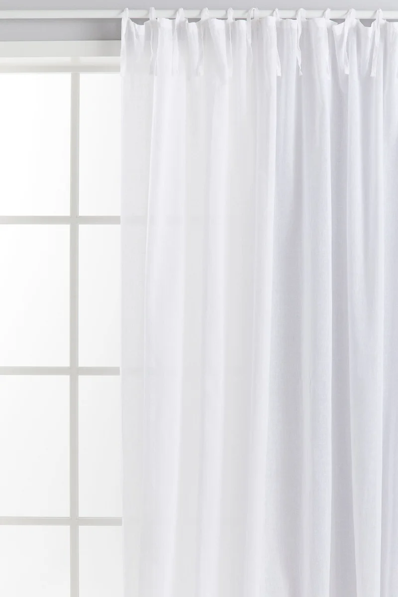 H&M Wide Linen-Blend Tie Top Curtain Length