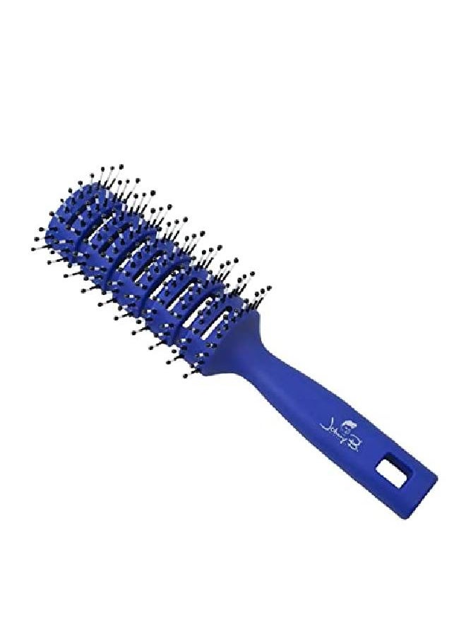 JOHNNY B. - Professional Vent Hair Brush Balltipped Bristles Grooved Handle Blue - Image 1