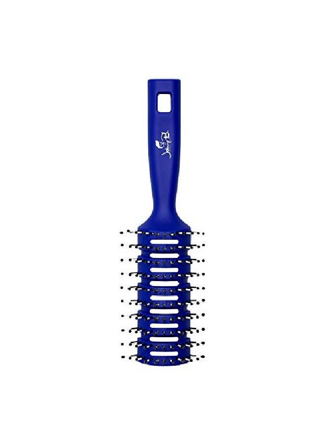 JOHNNY B. - Professional Vent Hair Brush Balltipped Bristles Grooved Handle Blue - Image 1